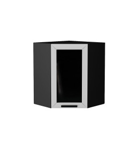 Шкаф верхний угловой остекленный Глетчер, цвет: Гейнсборо Силк