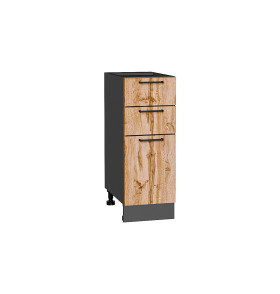 Шкаф нижний с 3-мя ящиками Флэт, цвет: Wotan Oak 2S