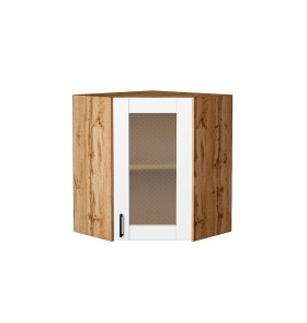 Шкаф верхний угловой остекленный Лофт, цвет: Super White