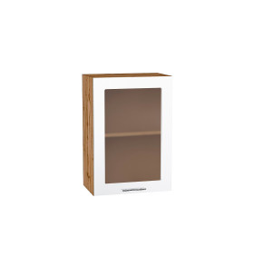 Шкаф верхний с 1-ой остекленной дверцей Валерия-М, цвет: Белый глянец