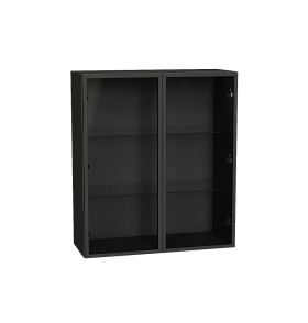 Шкаф верхний с 2-мя остекленными дверцами, цвет: Черный