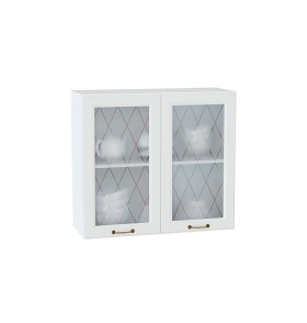 Шкаф верхний с 2-мя остекленными дверцами Ницца, цвет: Белый