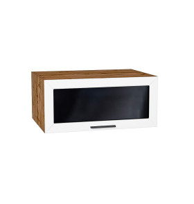 Шкаф верхний горизонтальный остекленный глубокий Глетчер, цвет: Айленд Силк