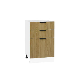 Шкаф нижний с 3-мя ящиками Евро, цвет: Дуб песочный