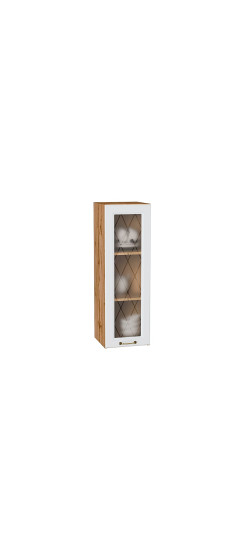 Шкаф верхний с 1-ой остекленной дверцей Ницца, цвет: Белый | Пленка ПВХ., Белый