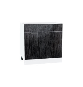 Шкаф нижний с 2-мя дверцами и ящиком Валерия-М, цвет: Черный металлик дождь