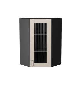 Шкаф верхний угловой остекленный Лофт, цвет: Cream Silk