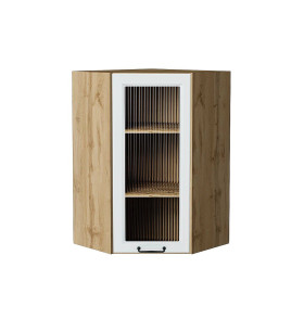 Шкаф верхний угловой остекленный Ницца, цвет: Blanco