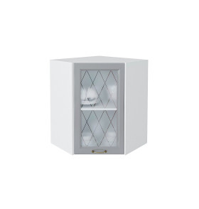 Шкаф верхний угловой остекленный Ницца, цвет: Графит