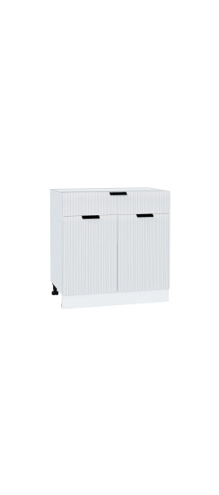 Шкаф нижний с 2-мя дверцами и ящиком Евро Лайн, цвет: Белый | Пленка ПВХ., Белый