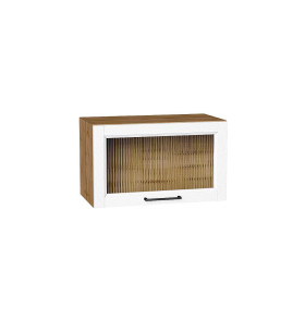 Шкаф верхний горизонтальный остекленный Сканди, цвет: White Silkwood