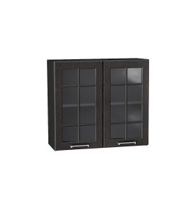 Шкаф верхний с 2-мя остекленными дверцами Прага, цвет: Венге премиум