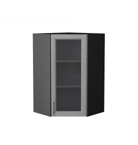 Шкаф верхний угловой остекленный Сканди, цвет: Grey Softwood