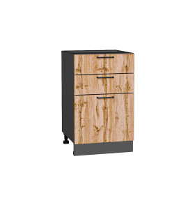 Шкаф нижний с 3-мя ящиками Флэт, цвет: Wotan Oak 2S