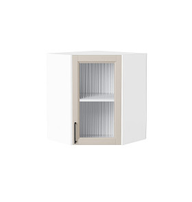 Шкаф верхний угловой остекленный Сканди, цвет: Cream Silkwood