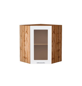 Шкаф верхний угловой остекленный Валерия-М, цвет: Белый глянец