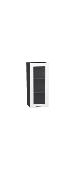 Шкаф верхний с 1-ой остекленной дверцей Валерия-М, цвет: Белый металлик | Пленка ПВХ., Белый металлик