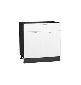 Шкаф нижний с 2-мя дверцами и ящиком Валерия-М, цвет: Белый металлик