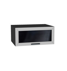 Шкаф верхний горизонтальный остекленный глубокий Глетчер, цвет: Гейнсборо Силк