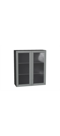 Шкаф верхний с 2-мя остекленными дверцами Сканди, цвет: Grey Softwood | Эко Шпон с уникальным покрытием «Soft-touch» и защитным лаком (Япония)., Grey Softwood