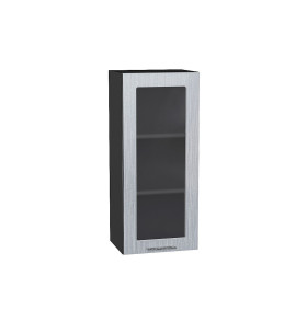 Шкаф верхний с 1-ой остекленной дверцей Валерия-М, цвет: Серый металлик дождь светлый
