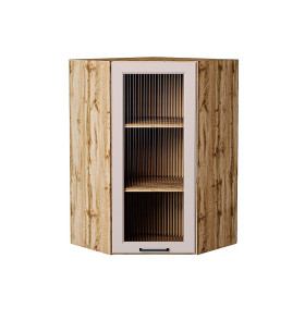 Шкаф верхний угловой остекленный Барселона, цвет: Кашемир