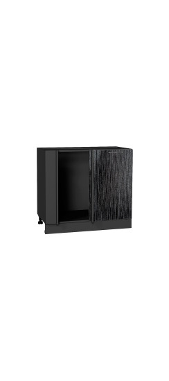 Шкаф нижний угловой Валерия-М, цвет: Черный металлик дождь | Пленка ПВХ., Черный металлик дождь