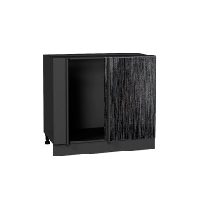 Шкаф нижний угловой Валерия-М, цвет: Черный металлик дождь