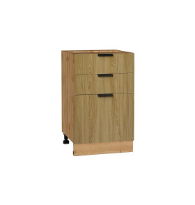 Шкаф нижний с 3-мя ящиками Евро, цвет: Дуб песочный