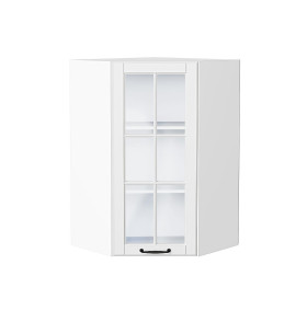 Шкаф верхний угловой остекленный Дублин, цвет: Special White