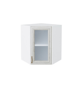 Шкаф верхний угловой остекленный Шале, цвет: White Dreamline