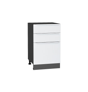 Шкаф нижний с 3-мя ящиками Фьюжн, цвет: Silky White