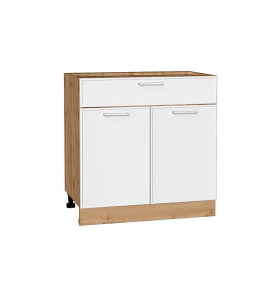 Шкаф нижний с 2-мя дверцами и ящиком Квадро, цвет: Белый