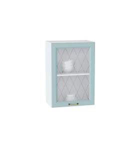 Шкаф верхний с 1-ой остекленной дверцей Ницца, цвет: Голубой