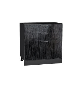 Шкаф нижний с 3-мя ящиками Валерия-М, цвет: Черный металлик дождь