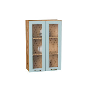 Шкаф верхний с 2-мя остекленными дверцами Ницца, цвет: Голубой