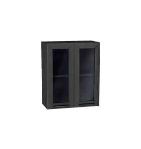 Шкаф верхний с 2-мя остекленными дверцами Глетчер, цвет: Маренго Силк