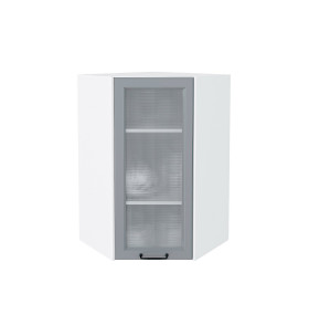 Шкаф верхний угловой остекленный Ницца, цвет: Magnum