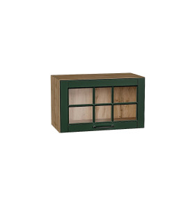 Шкаф верхний горизонтальный остекленный Дублин, цвет: Special Green