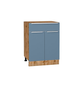 Шкаф нижний с 2-мя дверцами и ящиком Фьюжн, цвет: Silky Blue