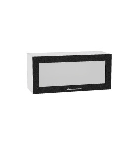 Шкаф верхний горизонтальный остекленный глубокий Валерия-М, цвет: Черный металлик