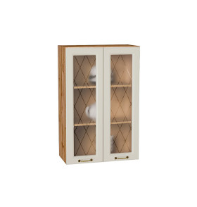 Шкаф верхний с 2-мя остекленными дверцами Ницца, цвет: Агат