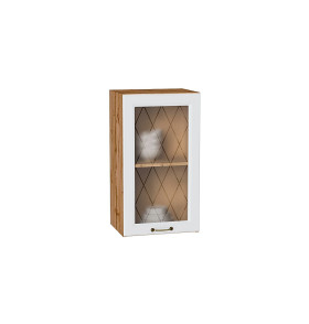 Шкаф верхний с 1-ой остекленной дверцей Ницца, цвет: Белый