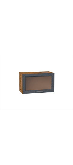 Шкаф верхний горизонтальный остекленный Сканди, цвет: Graphite Softwood | Эко Шпон с уникальным покрытием «Soft-touch» и защитным лаком (Япония)., Graphite Softwood