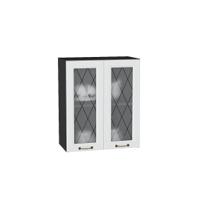 Шкаф верхний с 2-мя остекленными дверцами Ницца, цвет: Белый