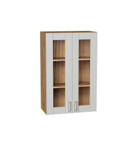 Шкаф верхний с 2-мя остекленными дверцами Лофт, цвет: Grey Silk