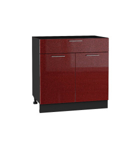 Шкаф нижний с 2-мя дверцами и ящиком Валерия-М, цвет: Гранатовый металлик