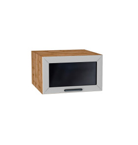 Шкаф верхний горизонтальный остекленный глубокий Глетчер, цвет: Гейнсборо Силк