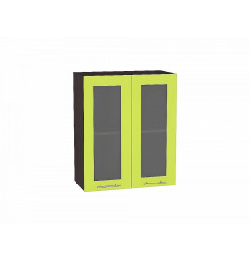 Шкаф верхний с 2-мя остекленными дверцами Валерия-М, цвет: Лайм глянец