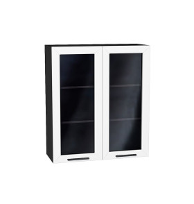 Шкаф верхний с 2-мя остекленными дверцами Глетчер, цвет: Айленд Силк